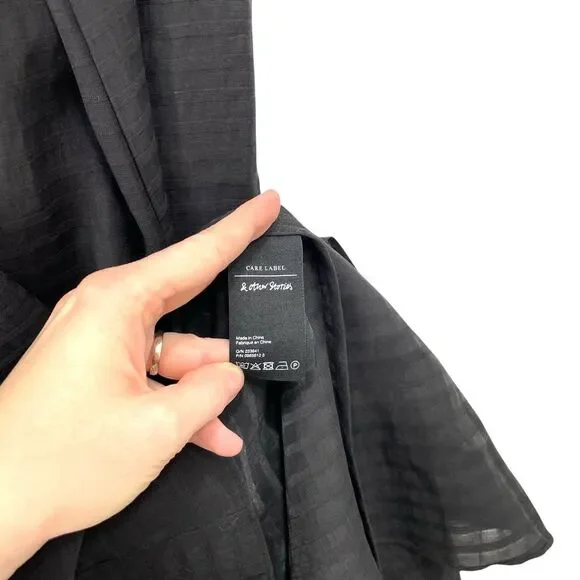 & Other Stories pleated striped midi dress Size 12 black lagenlook modest boho - Picture 9 of 10